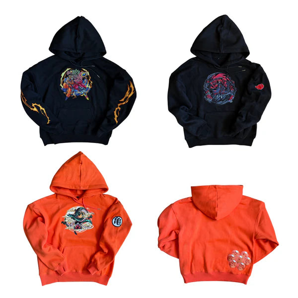 D-ball Embroidered Tangerine Hoodie for Unisex