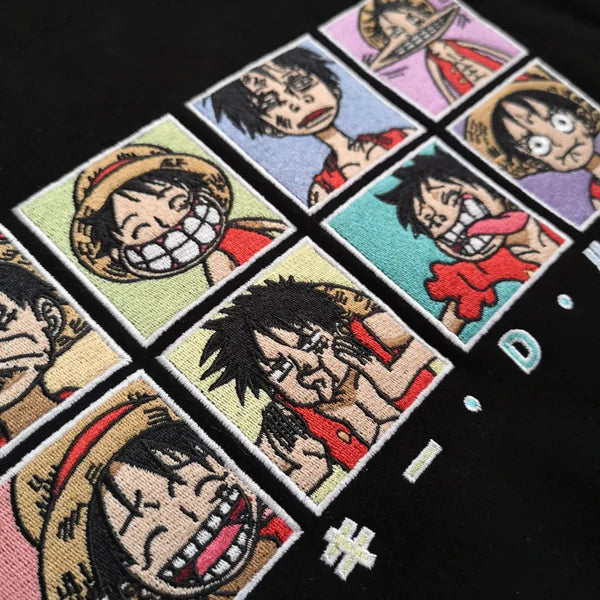 Luffy 'Goofy Faces' Embroidered Hoodie