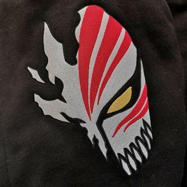 Hollow Transformation: Ichigo Kurosaki Bleach Anime Embroidered Hoodie Collection.