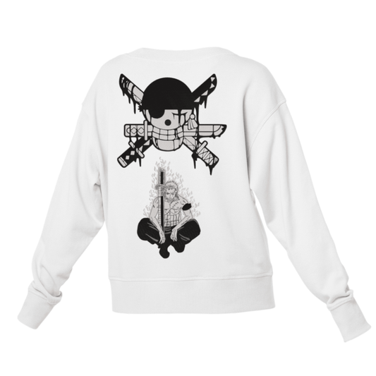 Zoro & Skull Embroidered Sweatshirt – The Pirate's Blade and Mark of Strength