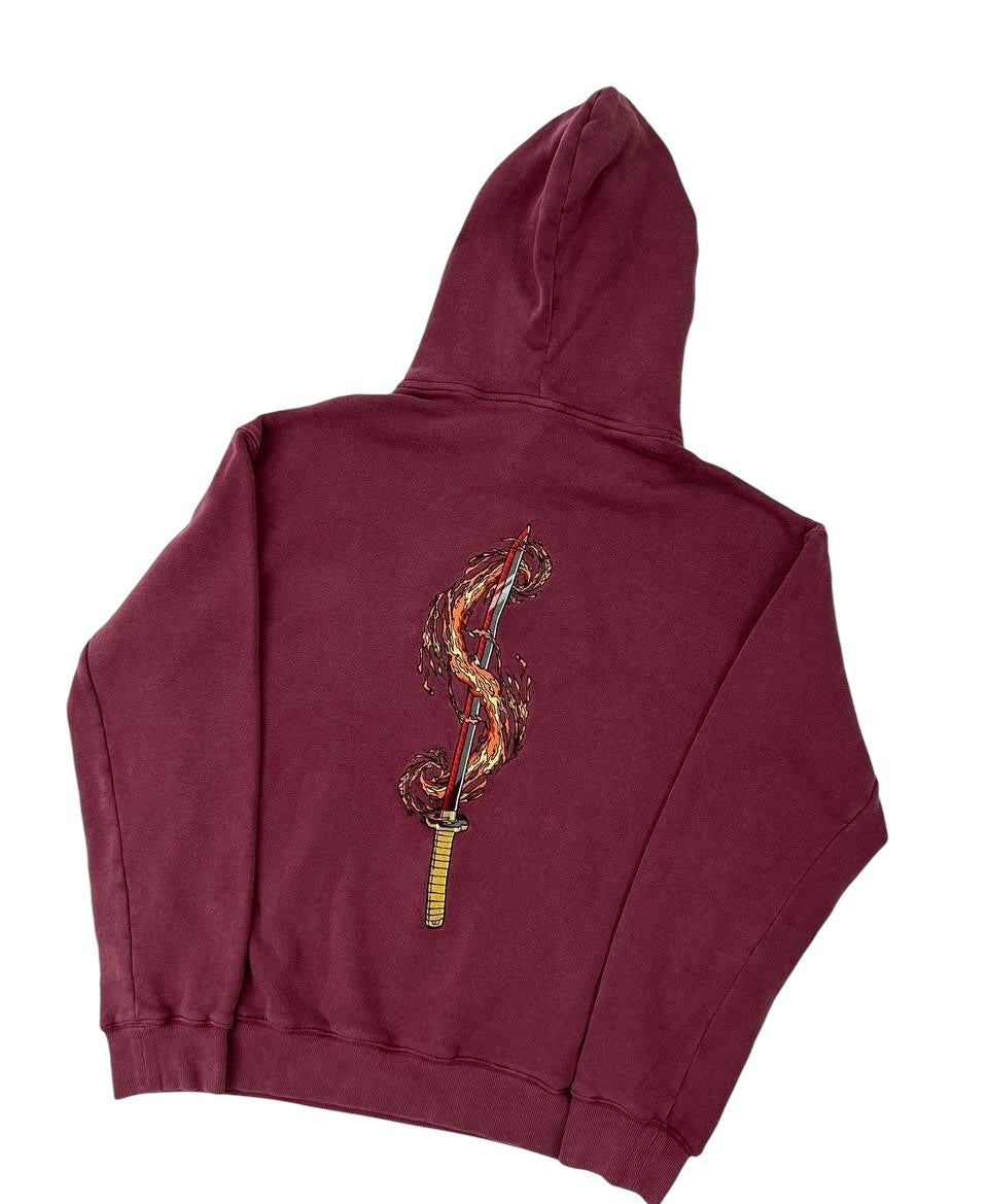 YoriIchis Sonnenatmung: Demon Slayer Anime Bestickter Kapuzenpullover