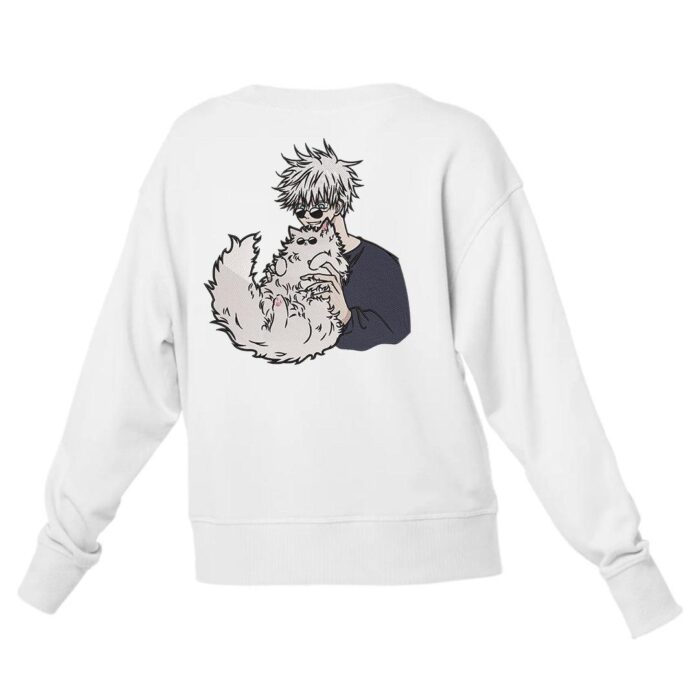 Gojo x Cat Embroidered Sweatshirt – Infinite Style Meets Feline Charm