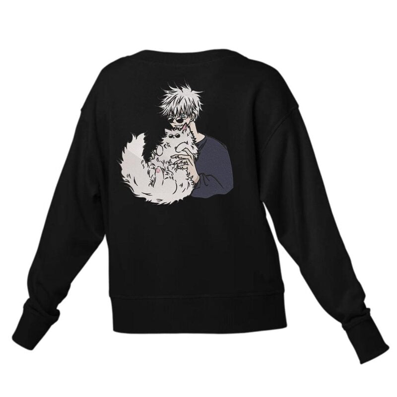 Gojo x Cat Embroidered Sweatshirt – Infinite Style Meets Feline Charm