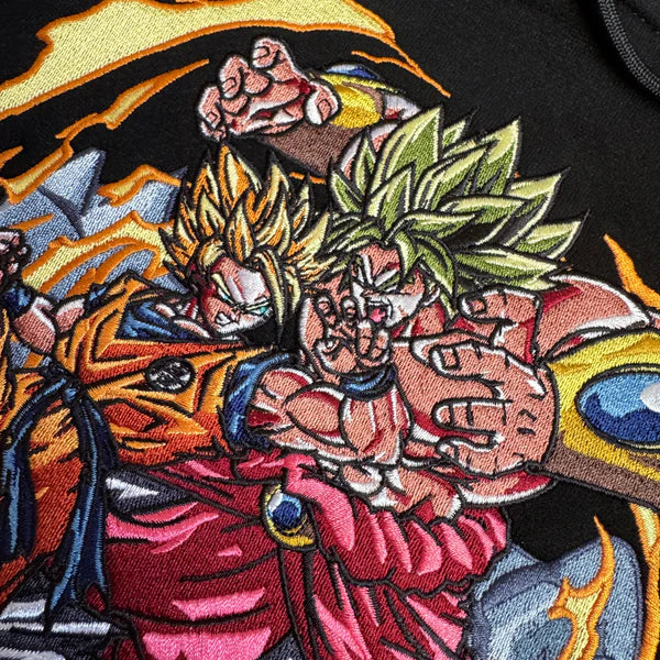 Brolly vs. Goku Black Embroidered Hoodie for Unisex