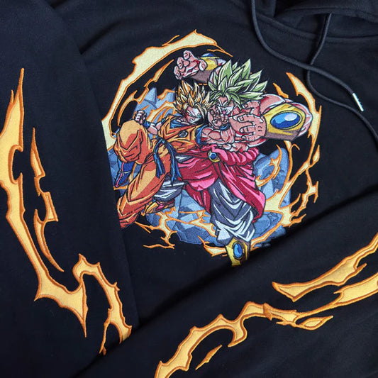 Brolly vs. Goku Black Embroidered Hoodie for Unisex