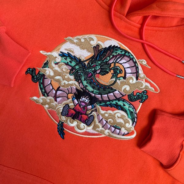 D-ball Embroidered Tangerine Hoodie for Unisex