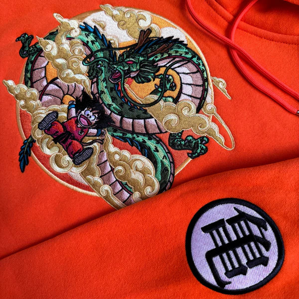 D-ball Embroidered Tangerine Hoodie for Unisex