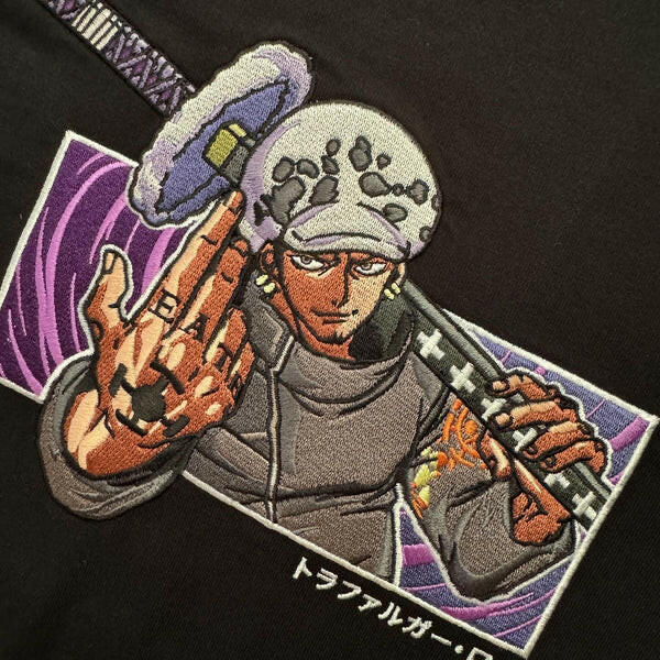 Law's Legacy: Trafalgar D. Water Law One Piece Anime Embroidered Shirts Collection.