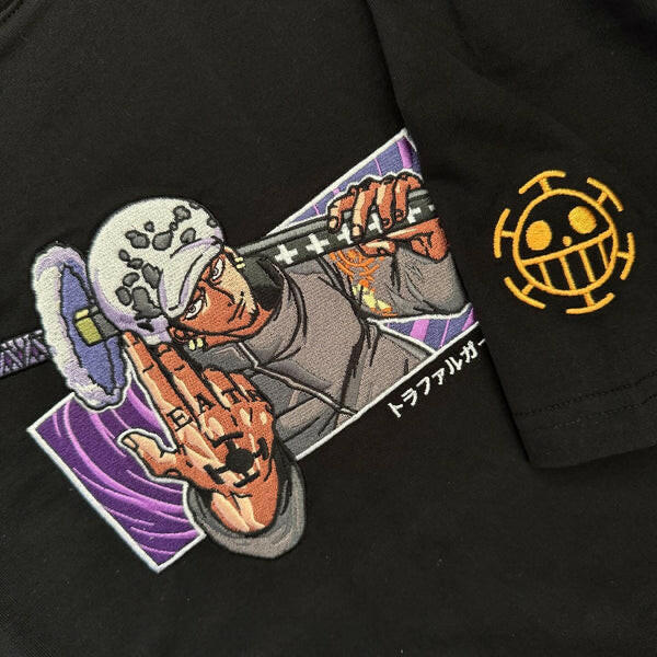 Law's Legacy: Trafalgar D. Water Law One Piece Anime Embroidered Shirts Collection.