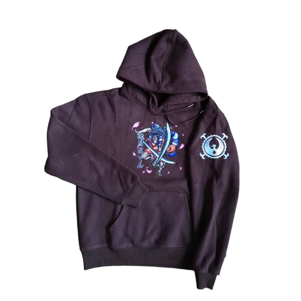 Samurai Oden Legacy: One Piece Anime Embroidered Hoodie Collection.