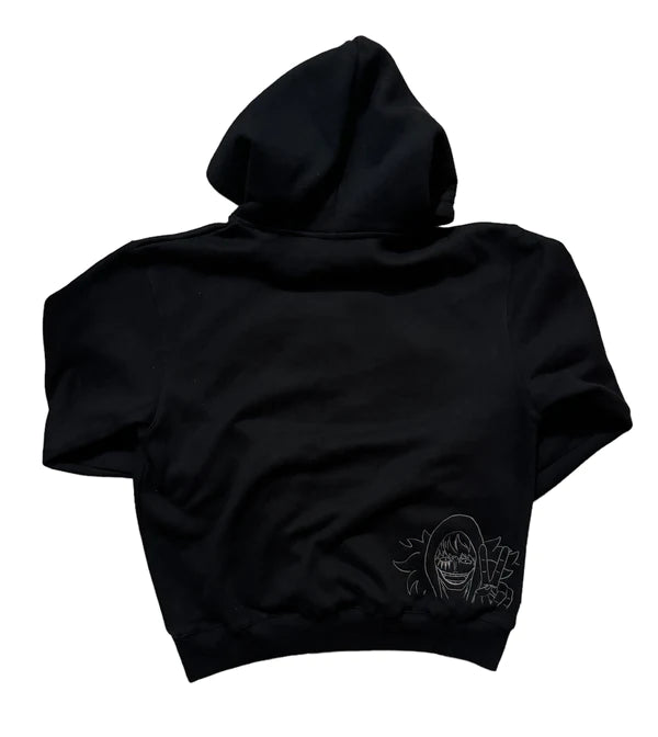 Dressrosa Showdown: Doflamingo vs. Luffy and Law Embroidered Hoodie.