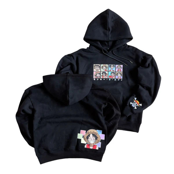 Luffy 'Goofy Faces' Embroidered Hoodie