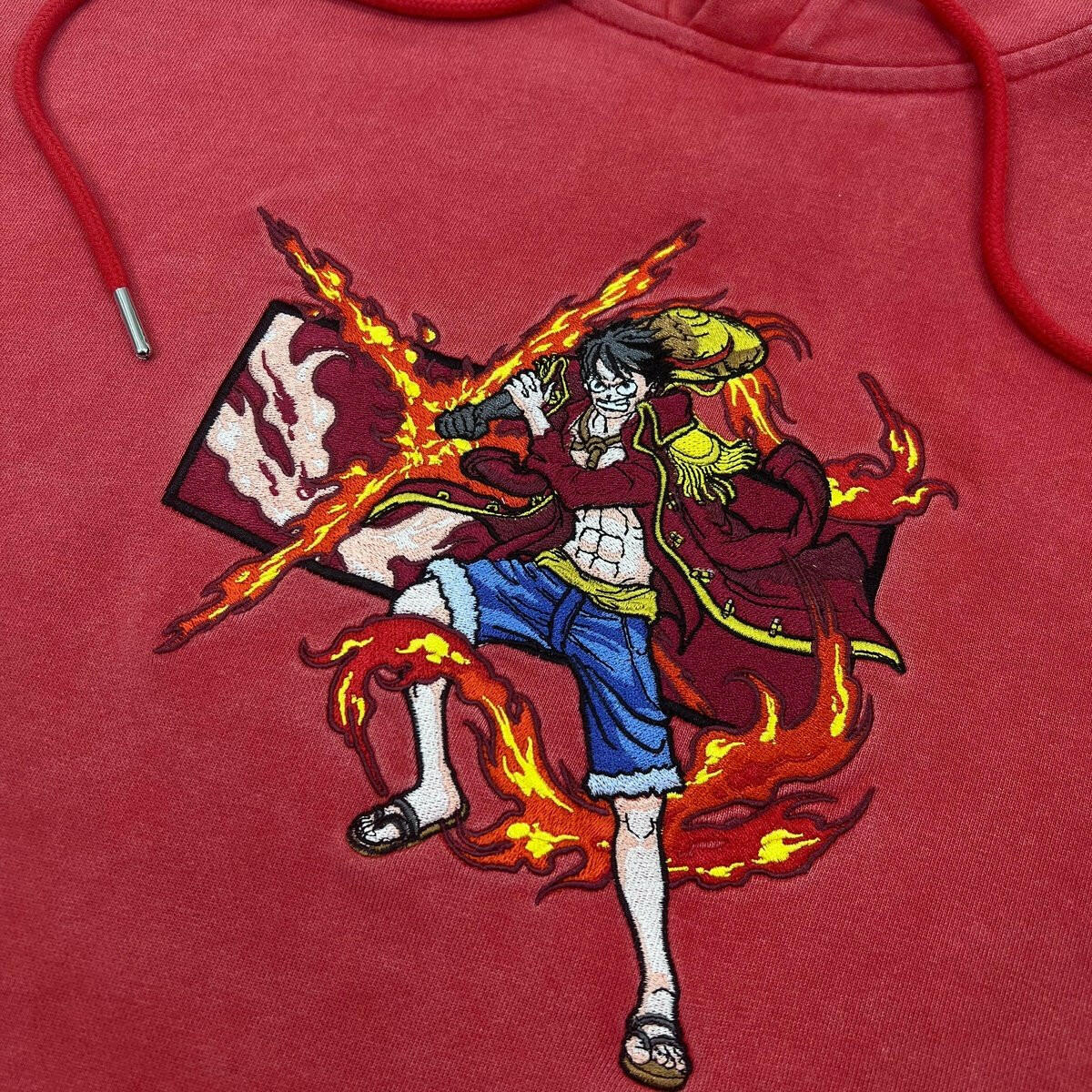 MONKEY D. LUFFY ONE PIECE ANIME EMBROIDERED RED HOODIE COLLECTION